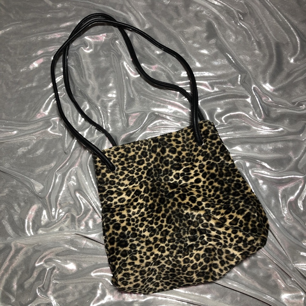 furry cheetah print purse